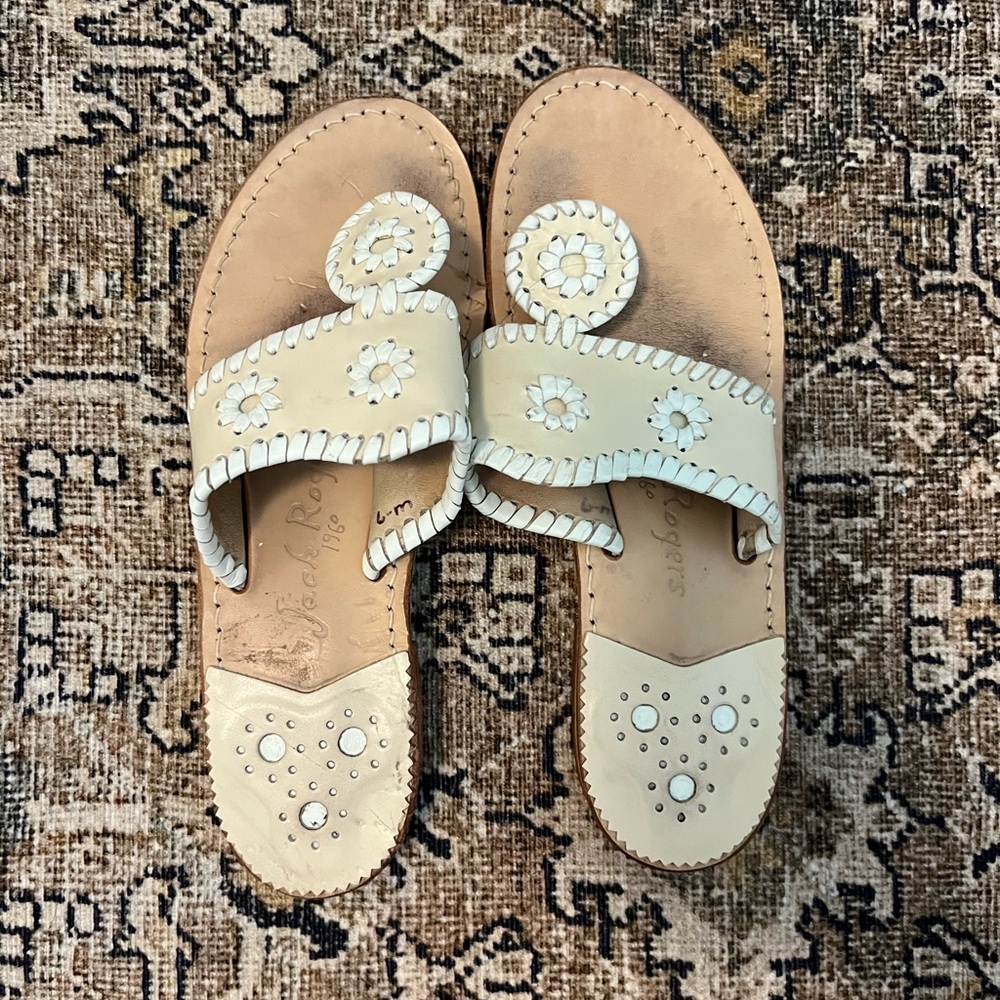 Jack Rogers Jack Flats Cream and White